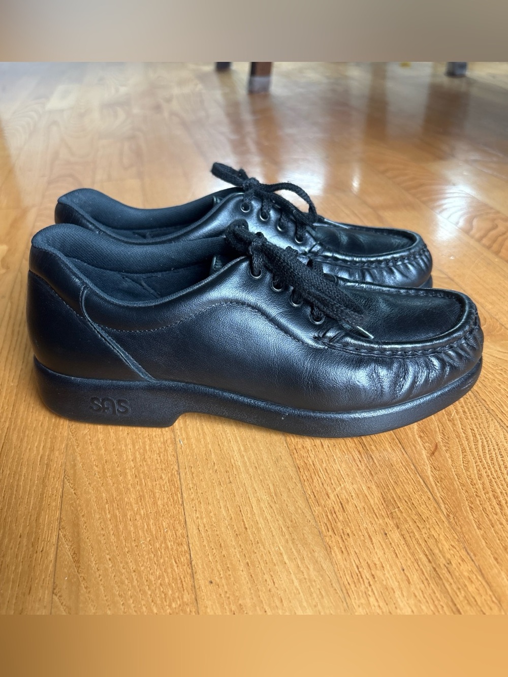 SAS Womens Take Time shoes lace  Tie Tripad black leather Casual Flats Sz 6.5W